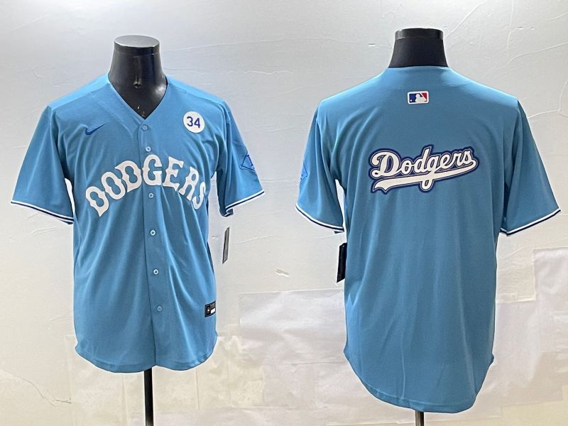 Men Los Angeles Dodgers Blank Light Blue Throwback Game 2025 Nike MLB Jersey style 14->los angeles dodgers->MLB Jersey